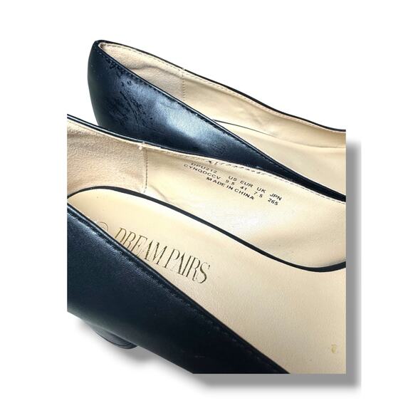 Dream Pairs Black Pointed Toe Pumps Women’s Size 9.5 Block Heel Slip On Shoes - Picture 5 of 11